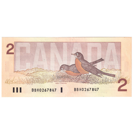 BC-55b 1986 Canada $2 Thiessen-Crow, BBH, AU-UNC (AU55)