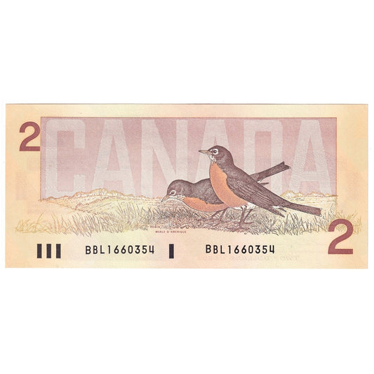 BC-55b 1986 Canada $2 Thiessen-Crow, BBL, AU-UNC (AU55)