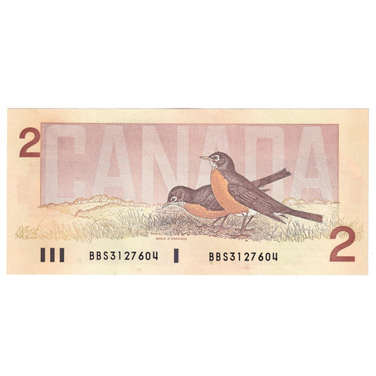 BC-55b 1986 Canada $2 Thiessen-Crow, BBS, AU-UNC (AU55)