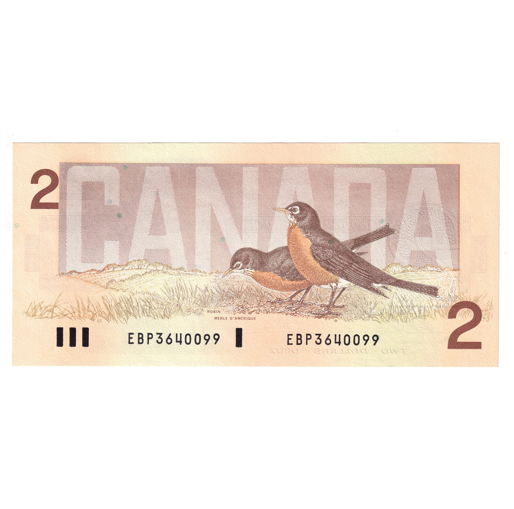 BC-55b-i 1986 Canada $2 Thiessen-Crow, EBP, Choice Uncirculated (CUNC63)