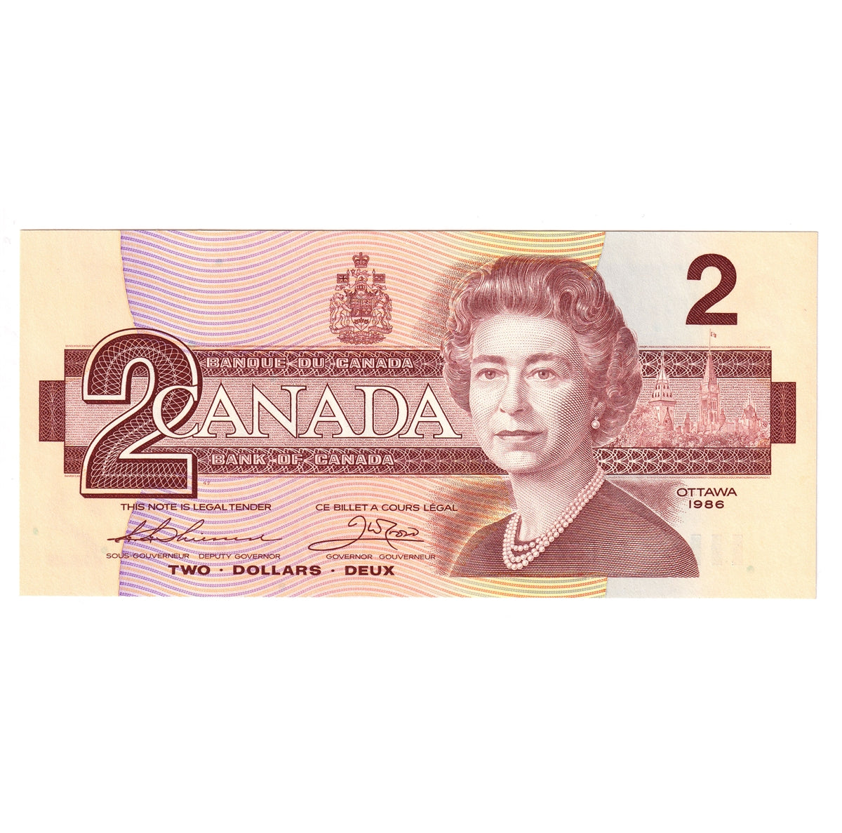 BC-55b-i 1986 Canada $2 Thiessen-Crow, EBP, Choice Uncirculated (CUNC63)