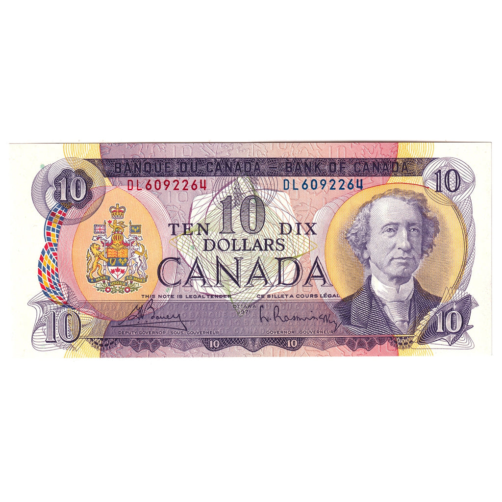 BC-49b 1971 Canada $10 Bouey-Rasminsky, DL, AU-UNC (AU55)