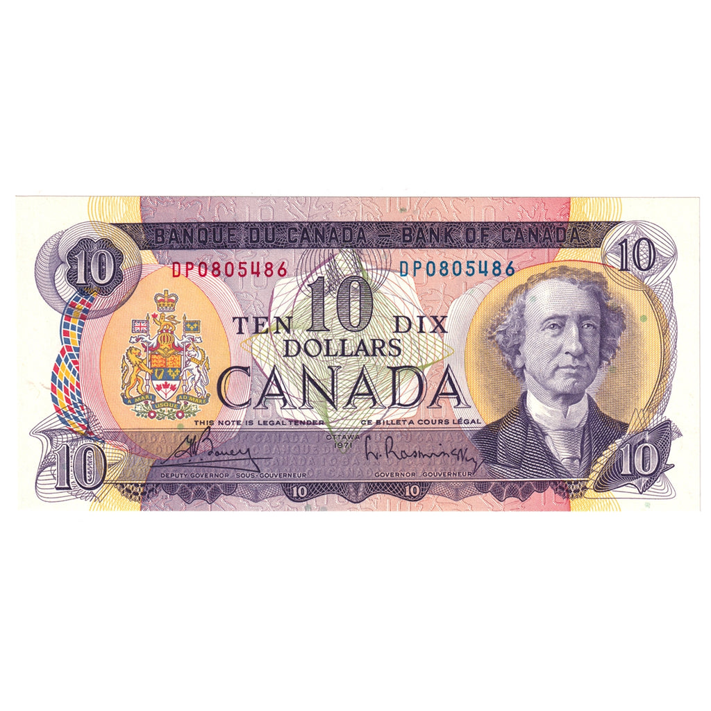 BC-49b 1971 Canada $10 Bouey-Rasminsky, DP, Choice Uncirculated (CUNC63)