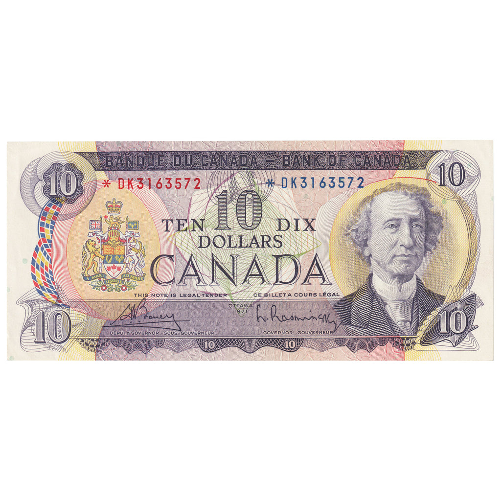 BC-49bA 1971 Canada $10 Bouey-Rasminsky, *DK, Almost Uncirculated (AU50)