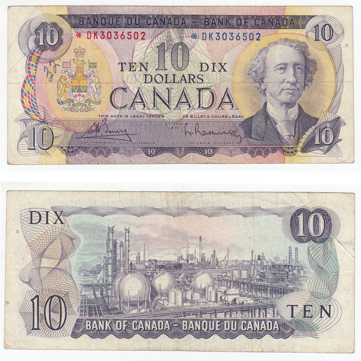 BC-49bA 1971 Canada $10 Bouey-Rasminsky, *DK, Fine (F12)