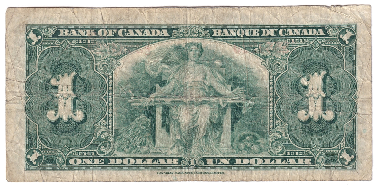 BC-21c 1937 Canada $1 Gordon-Towers, C/L, CIRC