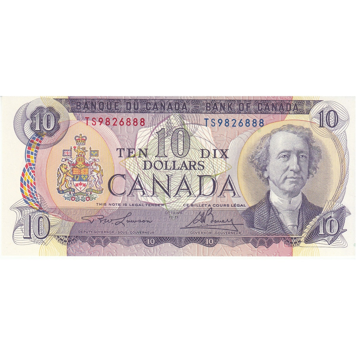 BC-49c 1971 Canada $10 Lawson-Bouey, TS, Choice Uncirculated (CUNC63)