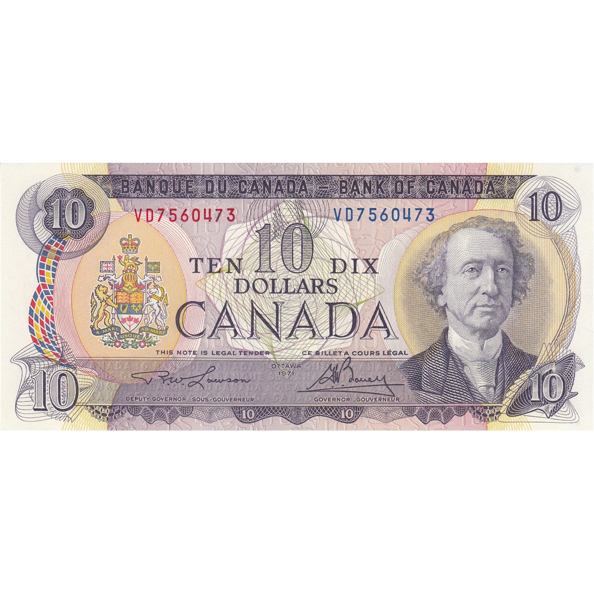 BC-49c 1971 Canada $10 Lawson-Bouey, VD, Choice Uncirculated (CUNC63)