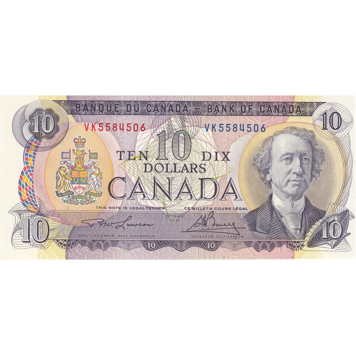 BC-49c 1971 Canada $10 Lawson-Bouey, VK, Choice Uncirculated (CUNC63)