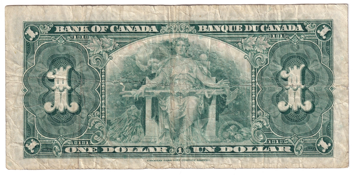 BC-21c 1937 Canada $1 Gordon-Towers, J/L, CIRC