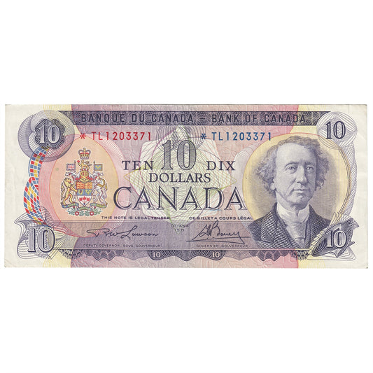 BC-49cA 1971 Canada $10 Lawson-Bouey, *TL, VF