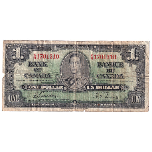 BC-21c 1937 Canada $1 Gordon-Towers, K/M, CIRC