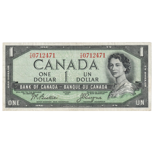 BC-29b 1954 Canada $1 Beattie-Coyne, Devil's Face, T/A, VF-EF