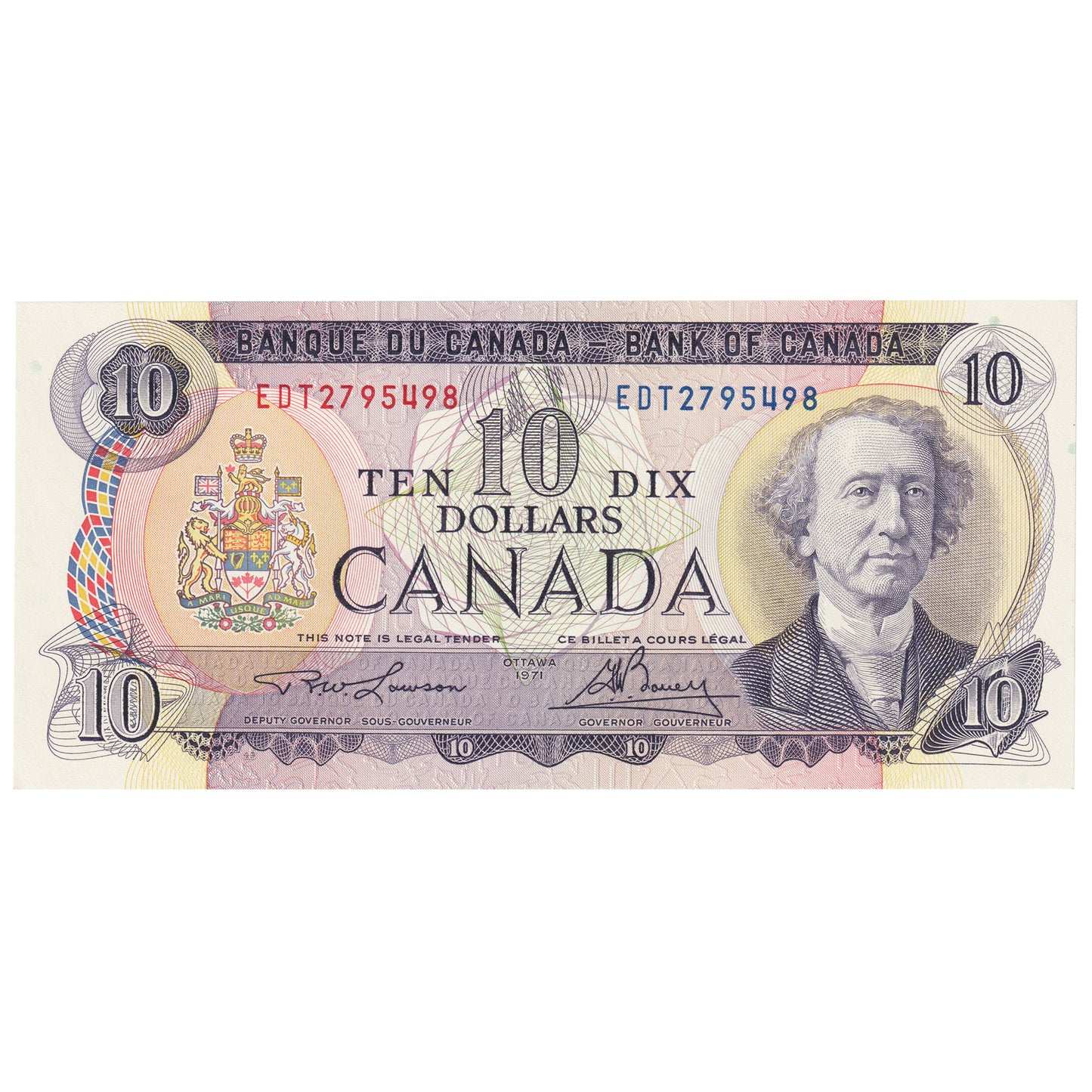 BC-49c-i 1971 Canada $10 Lawson-Bouey, EDT, UNC