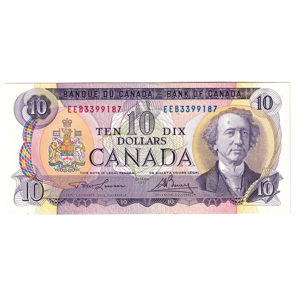 BC-49c-i 1971 Canada $10 Lawson-Bouey, EEB, Almost Uncirculated (AU50)