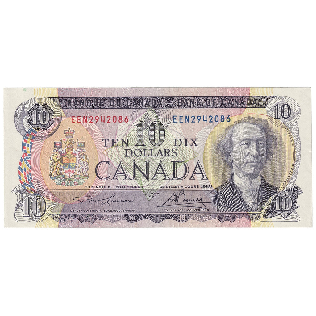 BC-49c-I 1971 Canada $10 Lawson-Bouey, EEN, Almost Uncirculated (AU50)