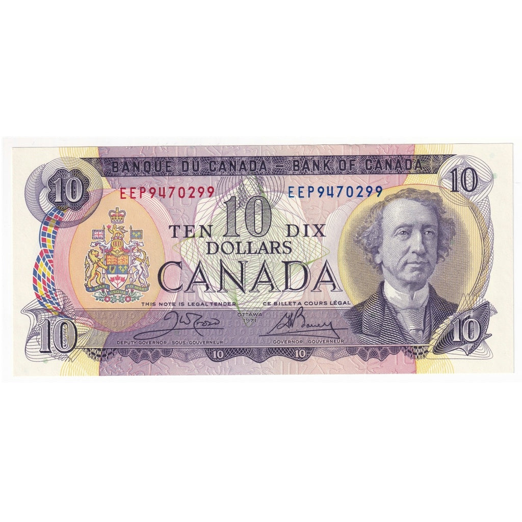 BC-49d 1971 Canada $10 Crow-Bouey, EEP, AU-UNC (AU55)