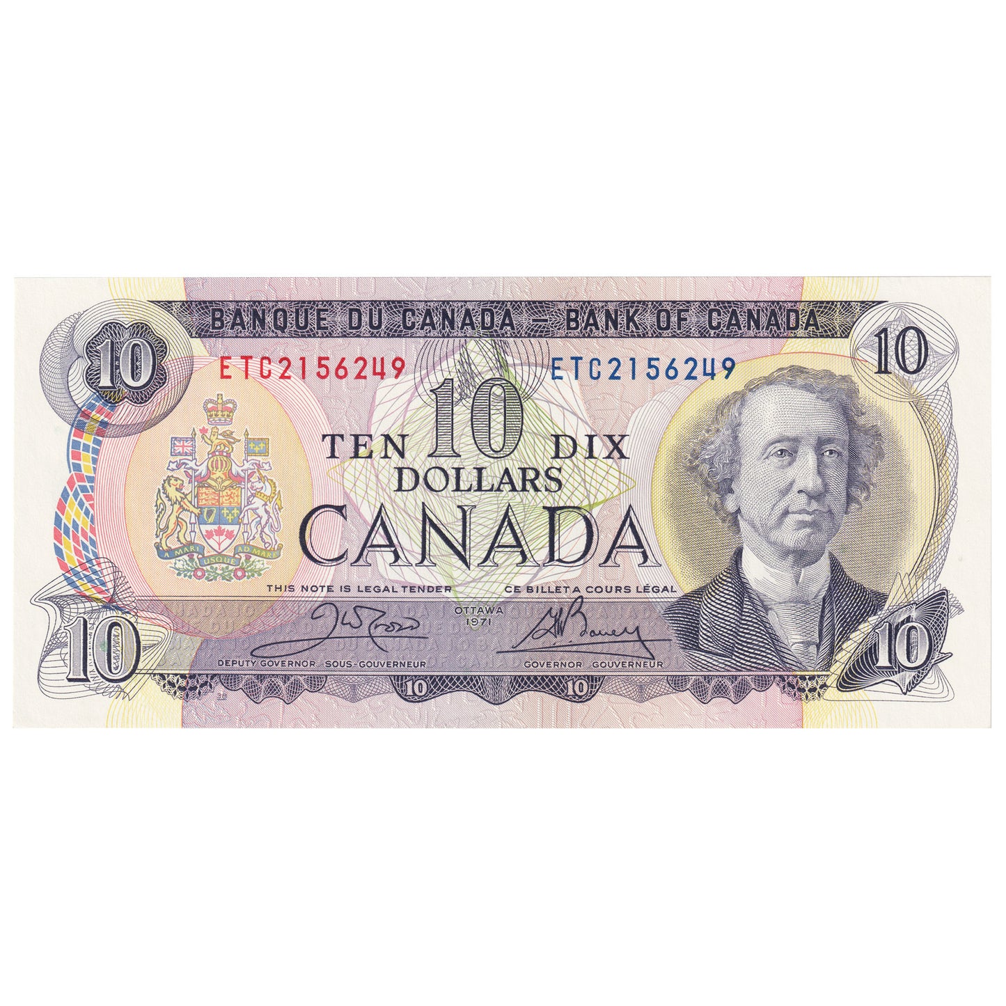 BC-49d 1971 Canada $10 Crow-Bouey, ETC, Uncirculated (MS60)