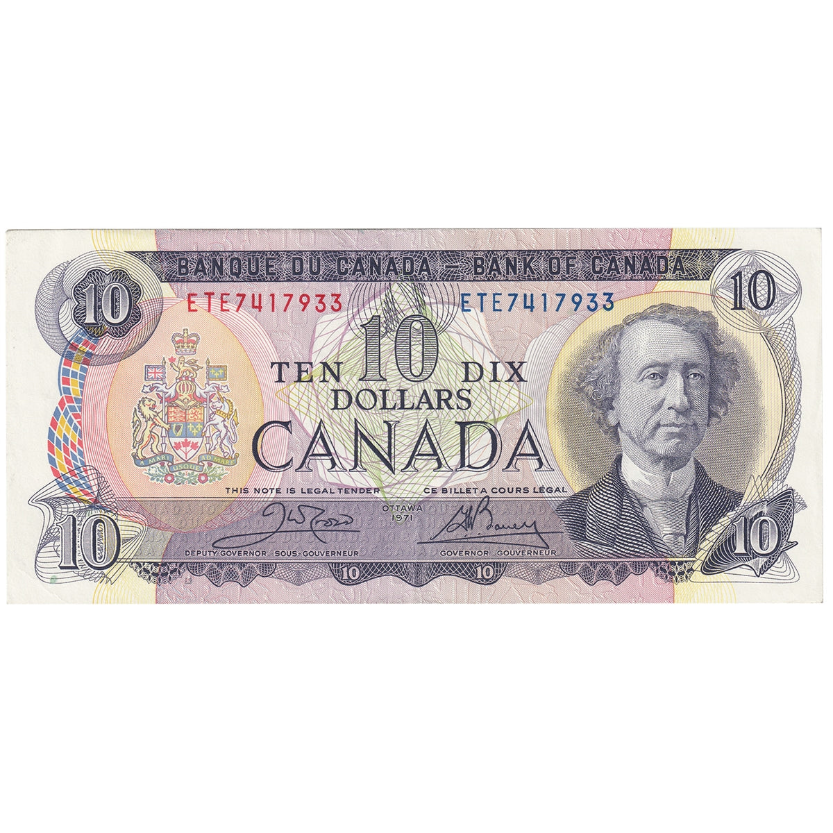 BC-49d 1971 Canada $10 Crow-Bouey, ETE, CIRC