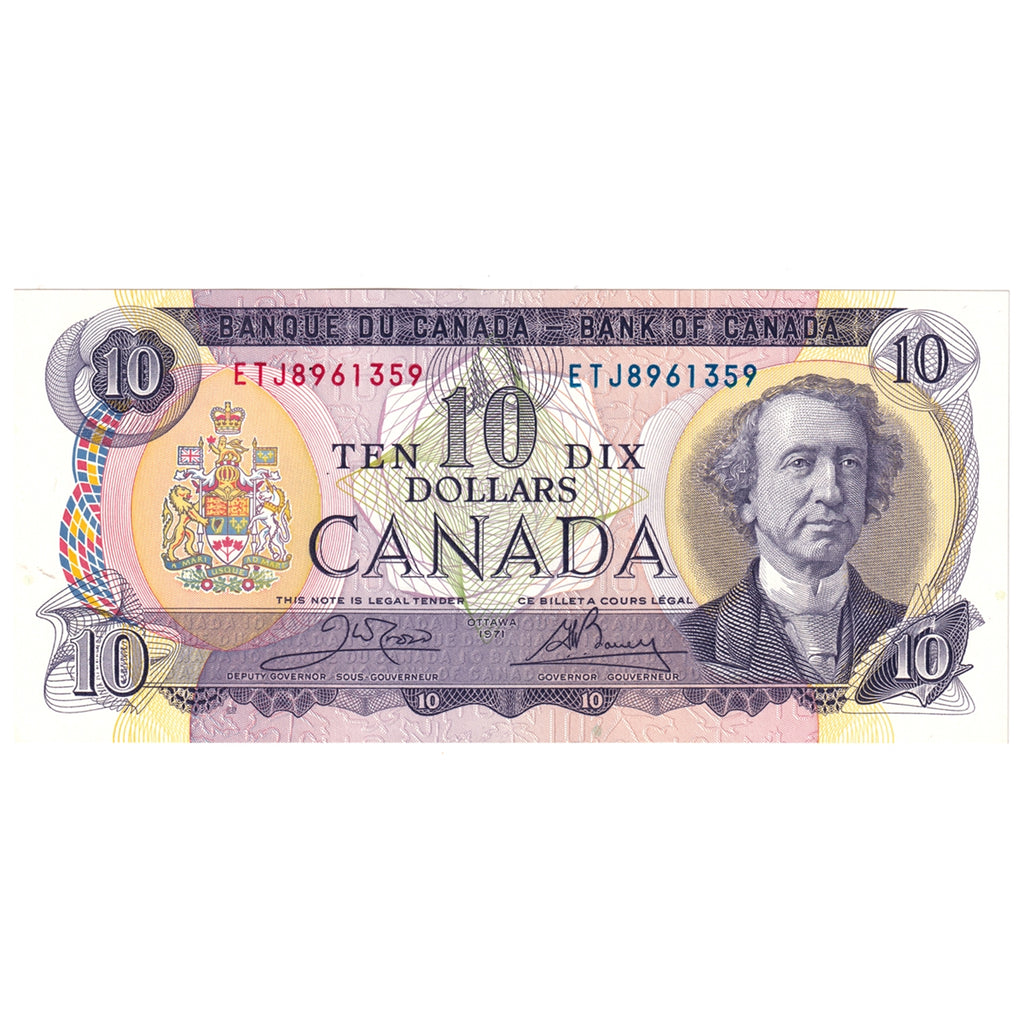 BC-49d 1971 Canada $10 Crow-Bouey, ETJ, Choice Uncirculated (CUNC63)