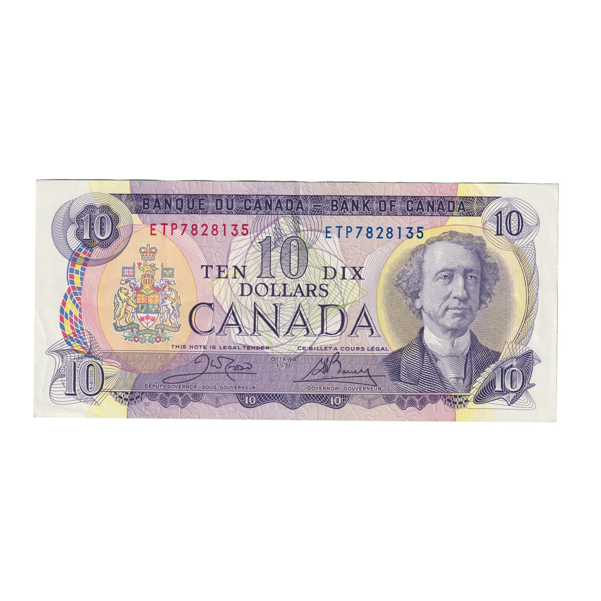 BC-49d 1971 Canada $10 Crow-Bouey, ETP, Circ