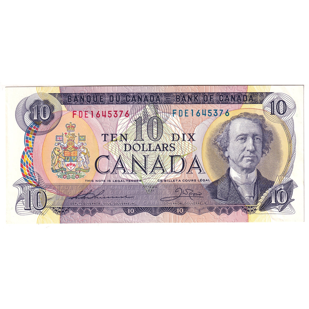 BC-49e 1971 Canada $10 Thiessen-Crow, FDE, CIRC