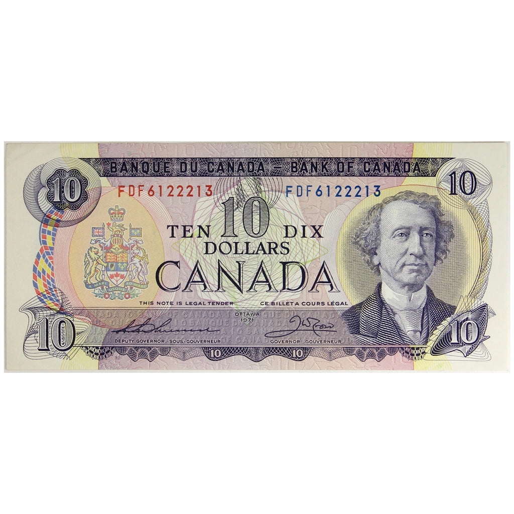 BC-49e 1971 Canada $10 Thiessen-Crow, FDF, Circ