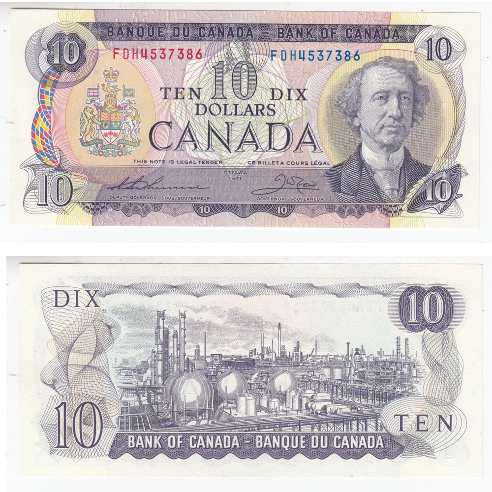 BC-49e 1971 Canada $10 Thiessen-Crow, FDH, AU-UNC (AU55)