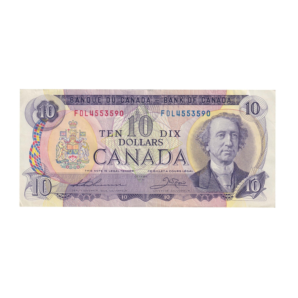 BC-49e 1971 Canada $10 Thiessen-Crow, FDL, Circ