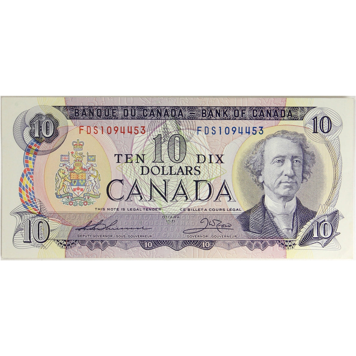 BC-49e 1971 Canada $10 Thiessen-Crow, FDS, VF-EF (VF30)