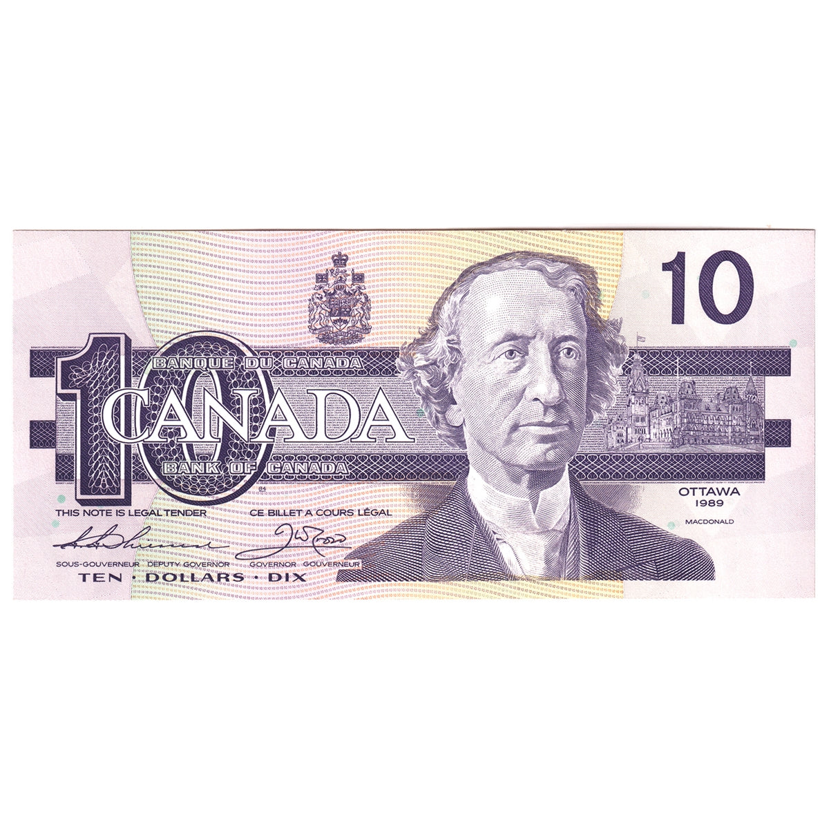 BC-57a 1989 Canada $10 Thiessen-Crow, AEL, Uncirculated (MS60)