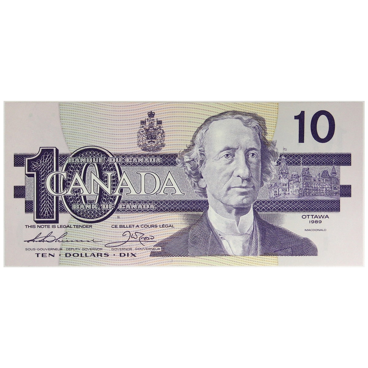 BC-57a 1989 Canada $10 Thiessen-Crow, ADA, Choice Uncirculated (CUNC63)