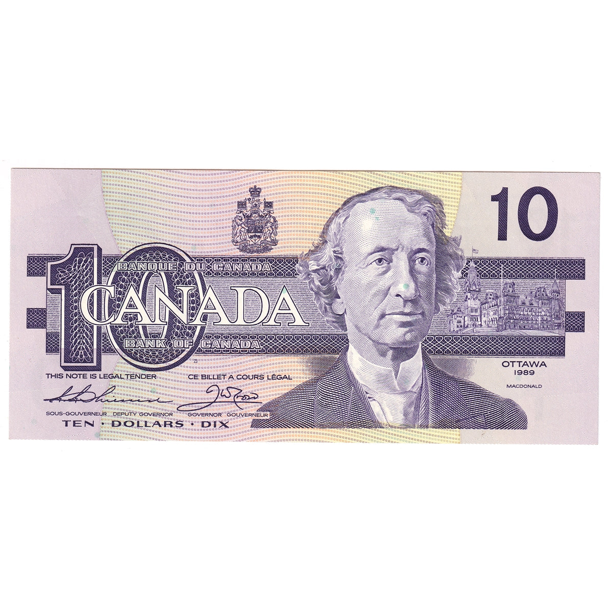 BC-57a 1989 Canada $10 Thiessen-Crow, ATH, Uncirculated (MS60)