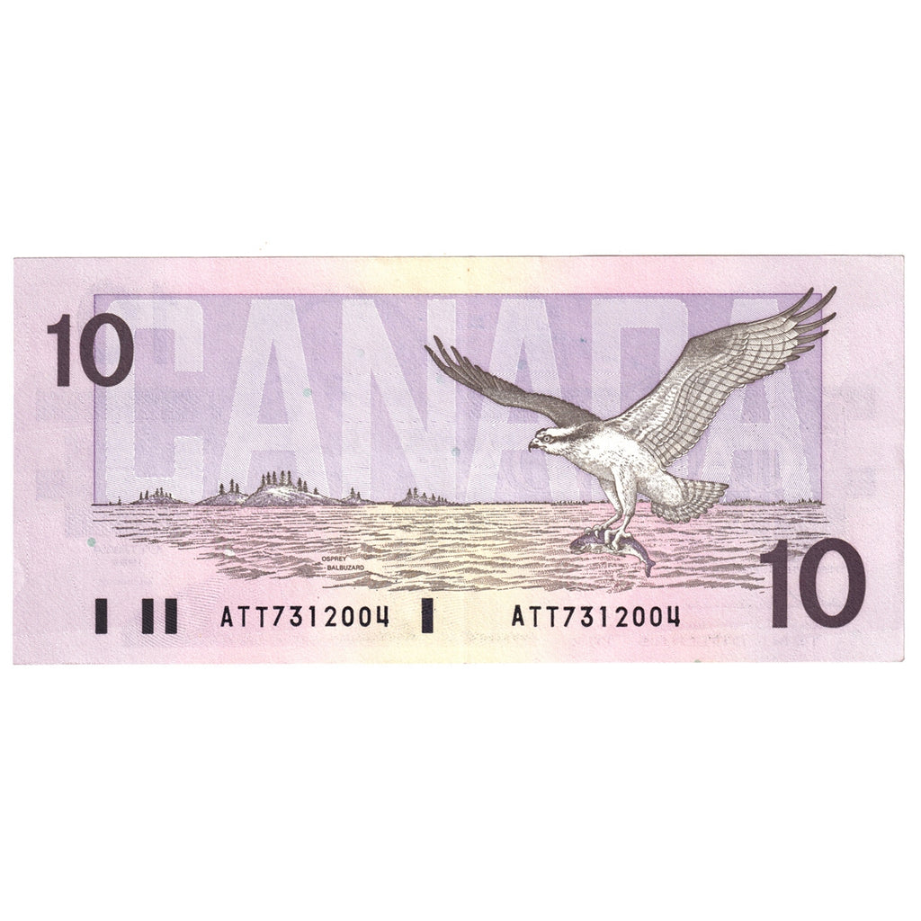 BC-57a 1989 Canada $10 Thiessen-Crow, ATT, Almost Uncirculated (AU50)