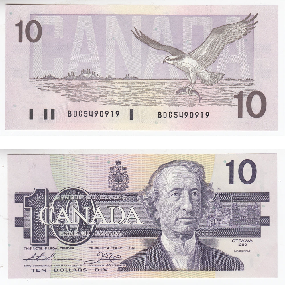 BC-57a 1989 Canada $10 Thiessen-Crow, BDC, Uncirculated (MS60)
