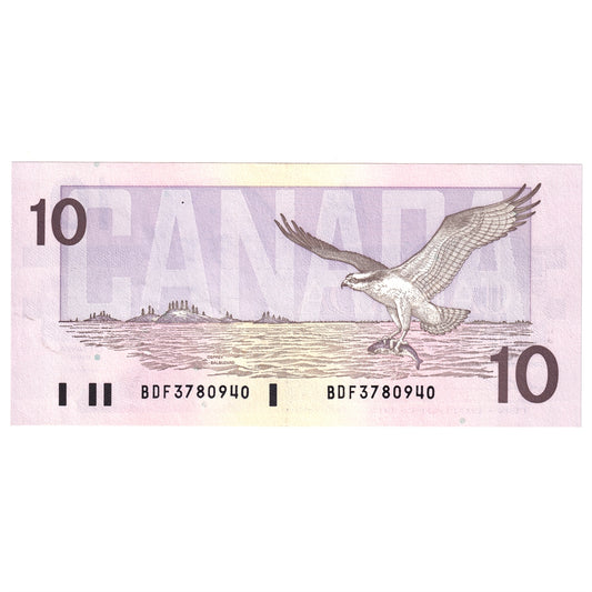 BC-57a 1989 Canada $10 Thiessen-Crow, BDF, AU-UNC