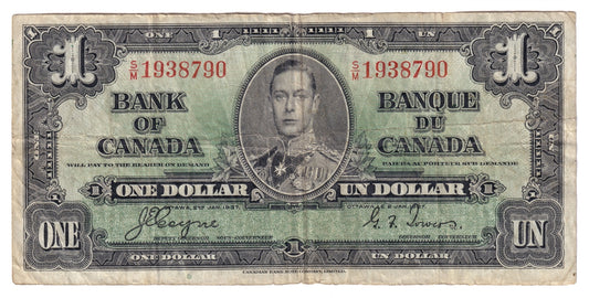 BC-21d 1937 Canada $1 Coyne-Towers, S/M, CIRC