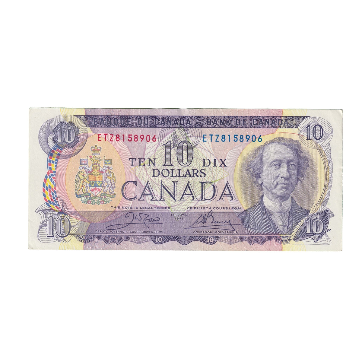 BC-49d 1971 Canada $10 Crow-Bouey, ETZ, Circ