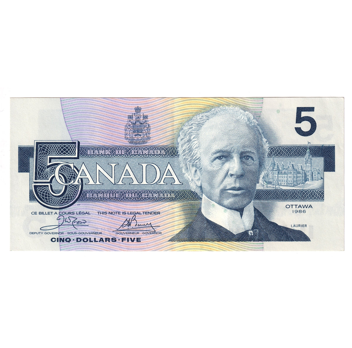 BC-56a 1986 Canada $5 Crow-Bouey, ENY, EF-AU (EF45)