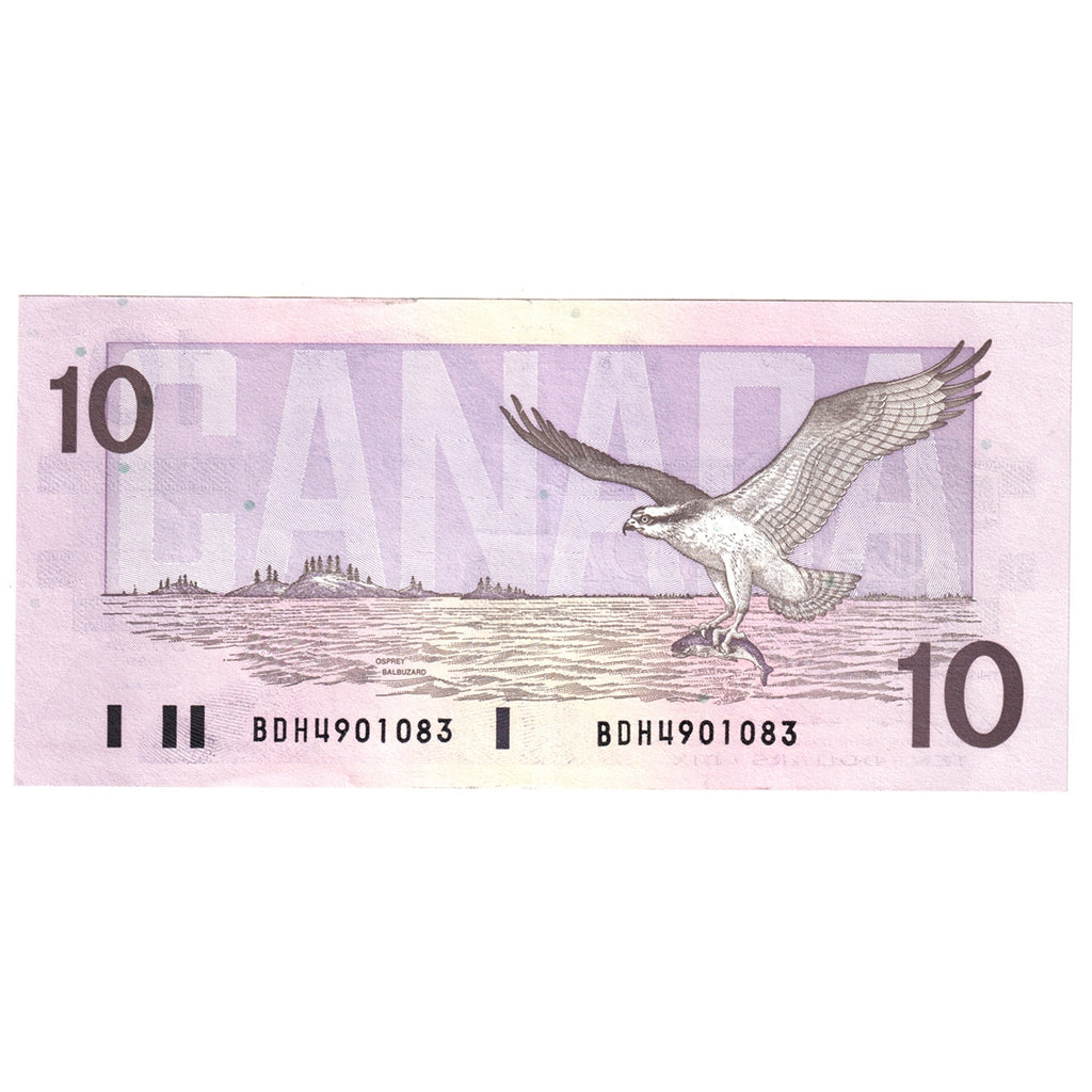 BC-57b 1989 Canada $10 Bonin-Thiessen, BDH, Almost Uncirculated (AU50)