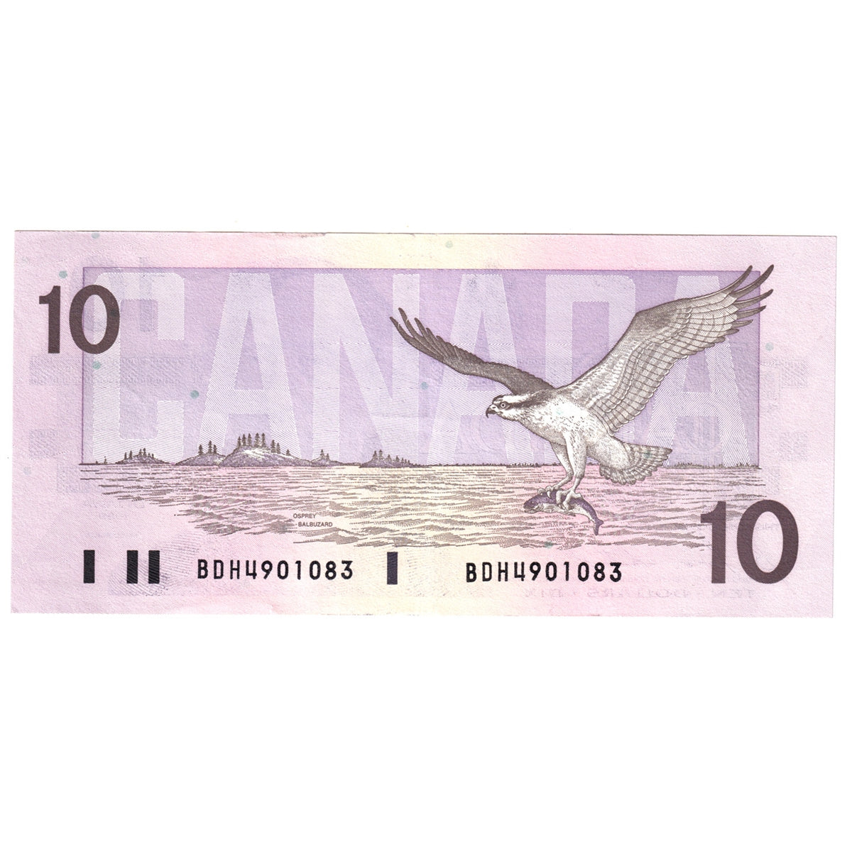 BC-57b 1989 Canada $10 Bonin-Thiessen, BDH, Almost Uncirculated (AU50)