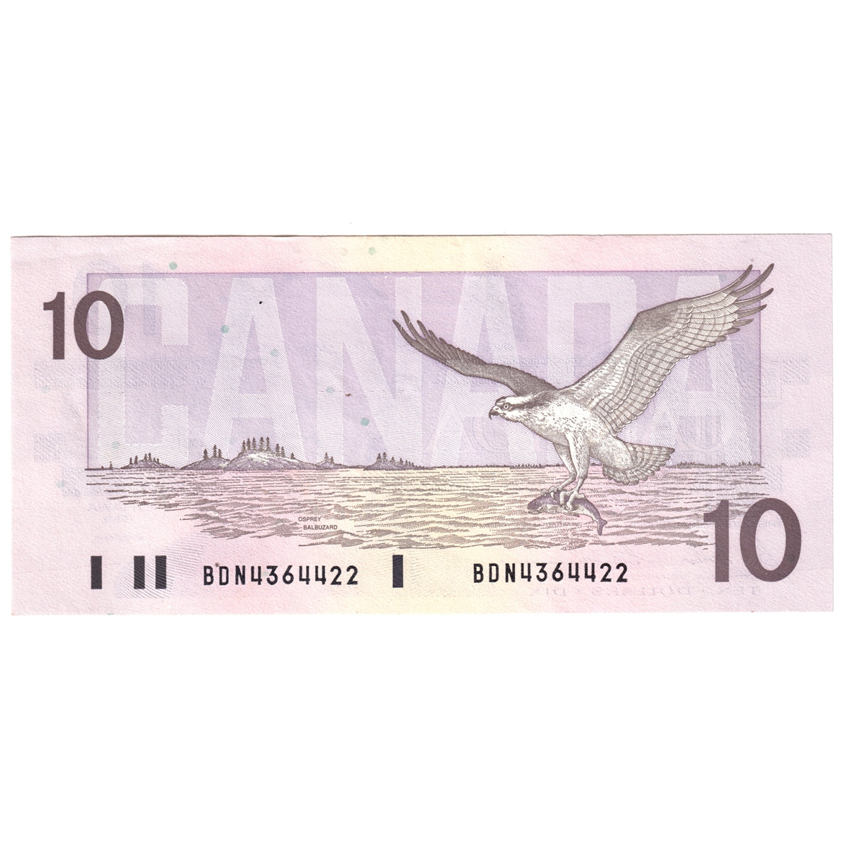 BC-57b 1989 Canada $10 Bonin-Thiessen, BDN, Almost Uncirculated (AU50)