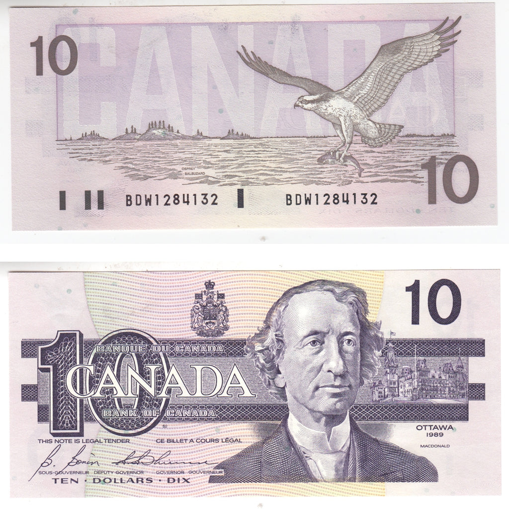 BC-57b 1989 Canada $10 Bonin-Thiessen, BDW, CUNC
