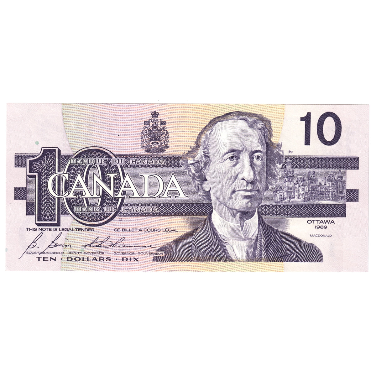 BC-57b 1989 Canada $10 Bonin-Thiessen, BDY, CUNC