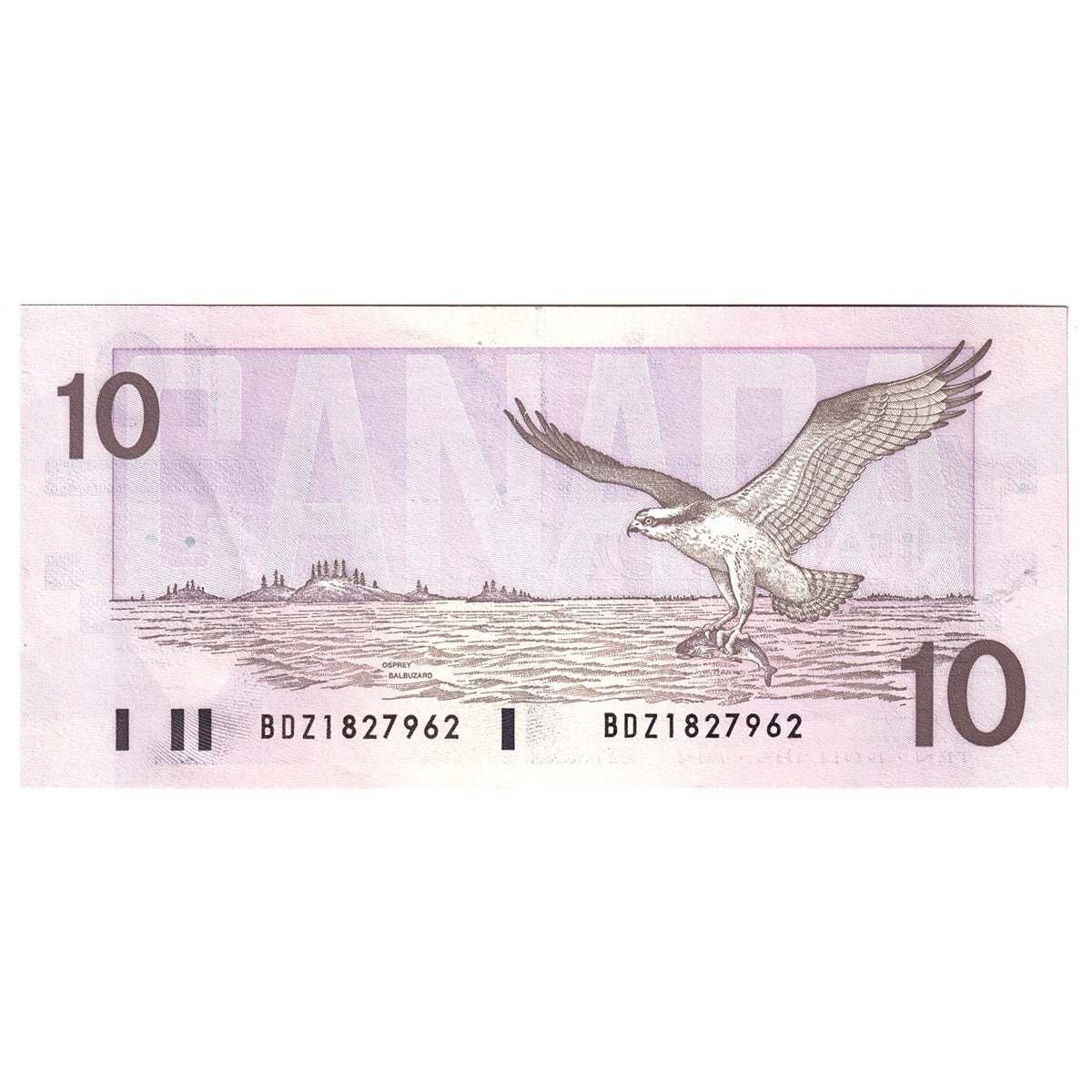 BC-57b 1989 Canada $10 Bonin-Thiessen, BDZ, AU-UNC (AU55)