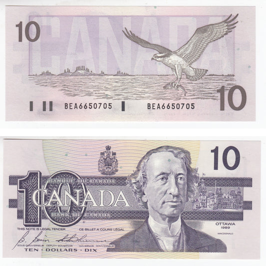 BC-57b 1989 Canada $10 Bonin-Thiessen, BEA, CUNC