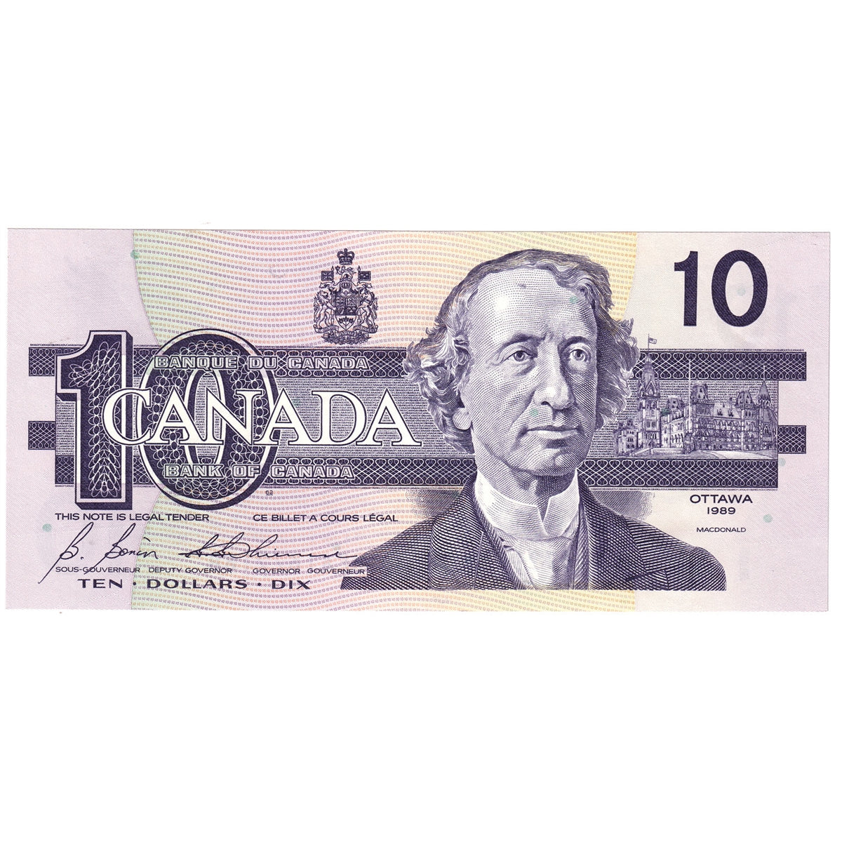 BC-57b 1989 Canada $10 Bonin-Thiessen, BEA, Uncirculated (MS60)