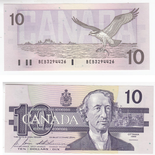 BC-57b 1989 Canada $10 Bonin-Thiessen, BEB, CUNC