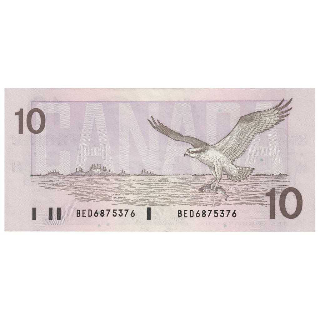 BC-57b 1989 Canada $10 Bonin-Thiessen, BED, AU-UNC (AU55)