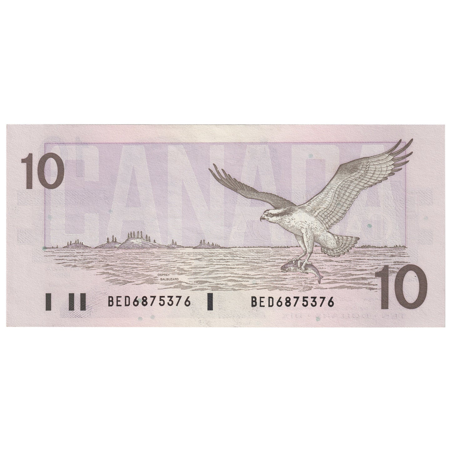 BC-57b 1989 Canada $10 Bonin-Thiessen, BED, AU-UNC (AU55)